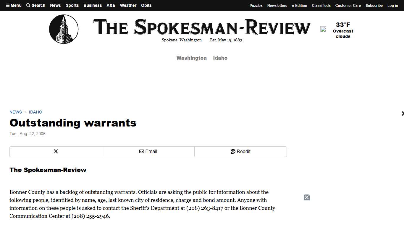 Outstanding warrants